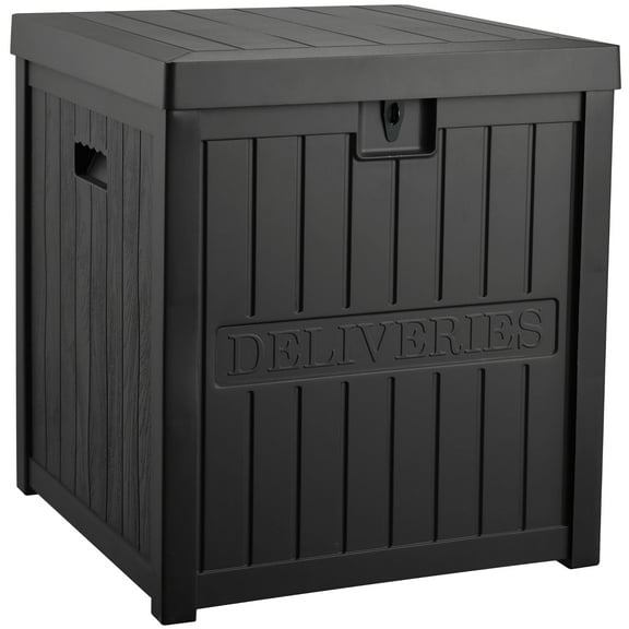 EHHLY 51 Gallon Resin Package Delivery Box for Outside, Lockable Secure Package Bin Delivery Box for Front Porch, Large Deck Boxes Outdoor Waterproof, Delivery Driver Snack Box for Porch, Black