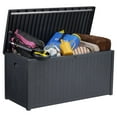 thumbnail image 1 of EHHLY Commercial Grade Deck Box, 120 Gallon Outdoor Storage Box Large, Lockable Package Bin Delivery Box for Outside Front Porch, Patio Cushions Storage Containers Waterproof, Grey, 1 of 10