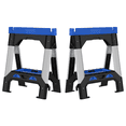 thumbnail image 1 of EHHLY Folding Heavy Duty Sawhorses 2 Pack, 2500 LBS Load Capacity Total, PP  Body with 4 Adjustable Telescopic Powder-Coated Steel Legs, Built-In Shelf and Cord Hooks, Foldable for Easy Storage, 1 of 5