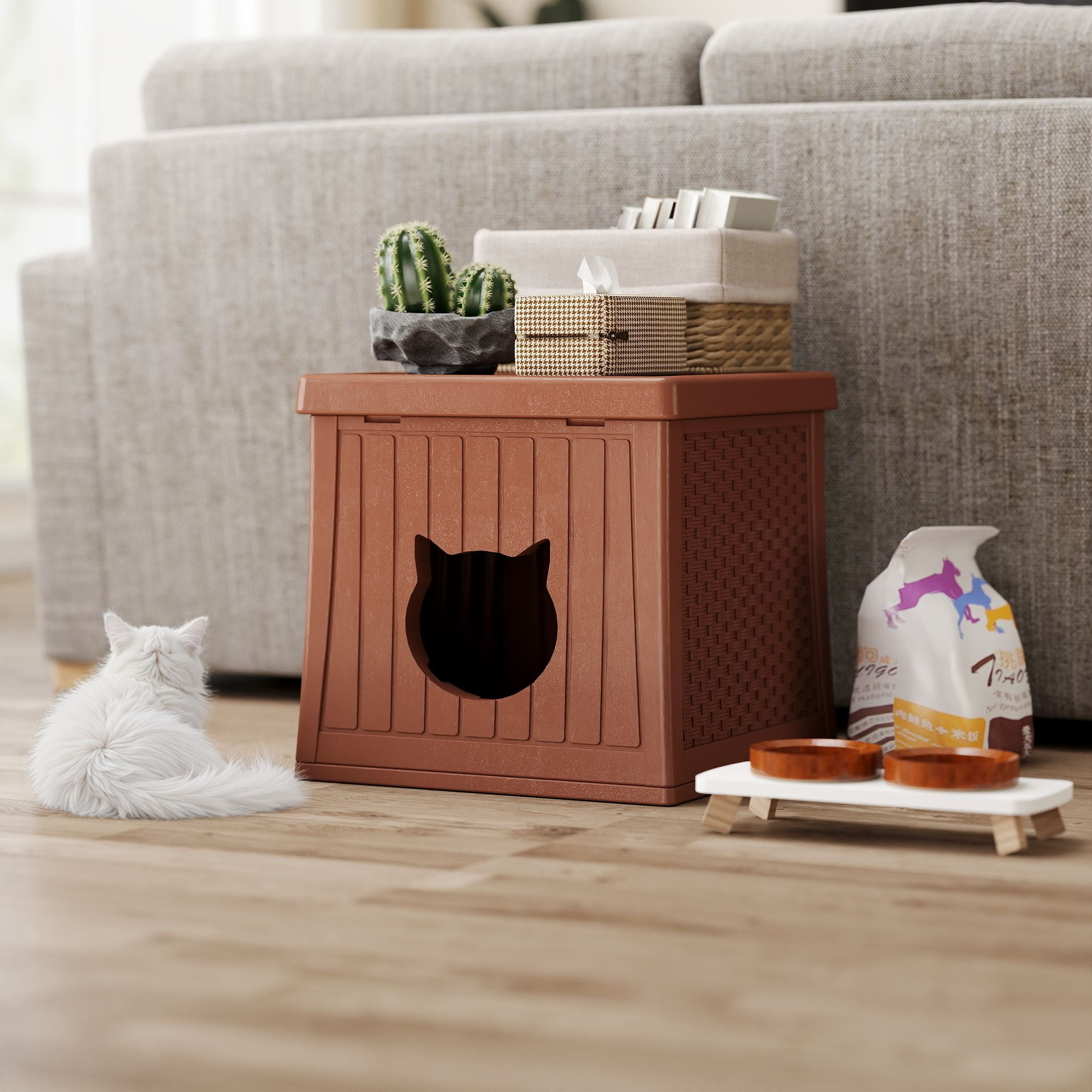 EHHLY Hidden Cat Litter Box Enclosure Furniture, Insulated Cat