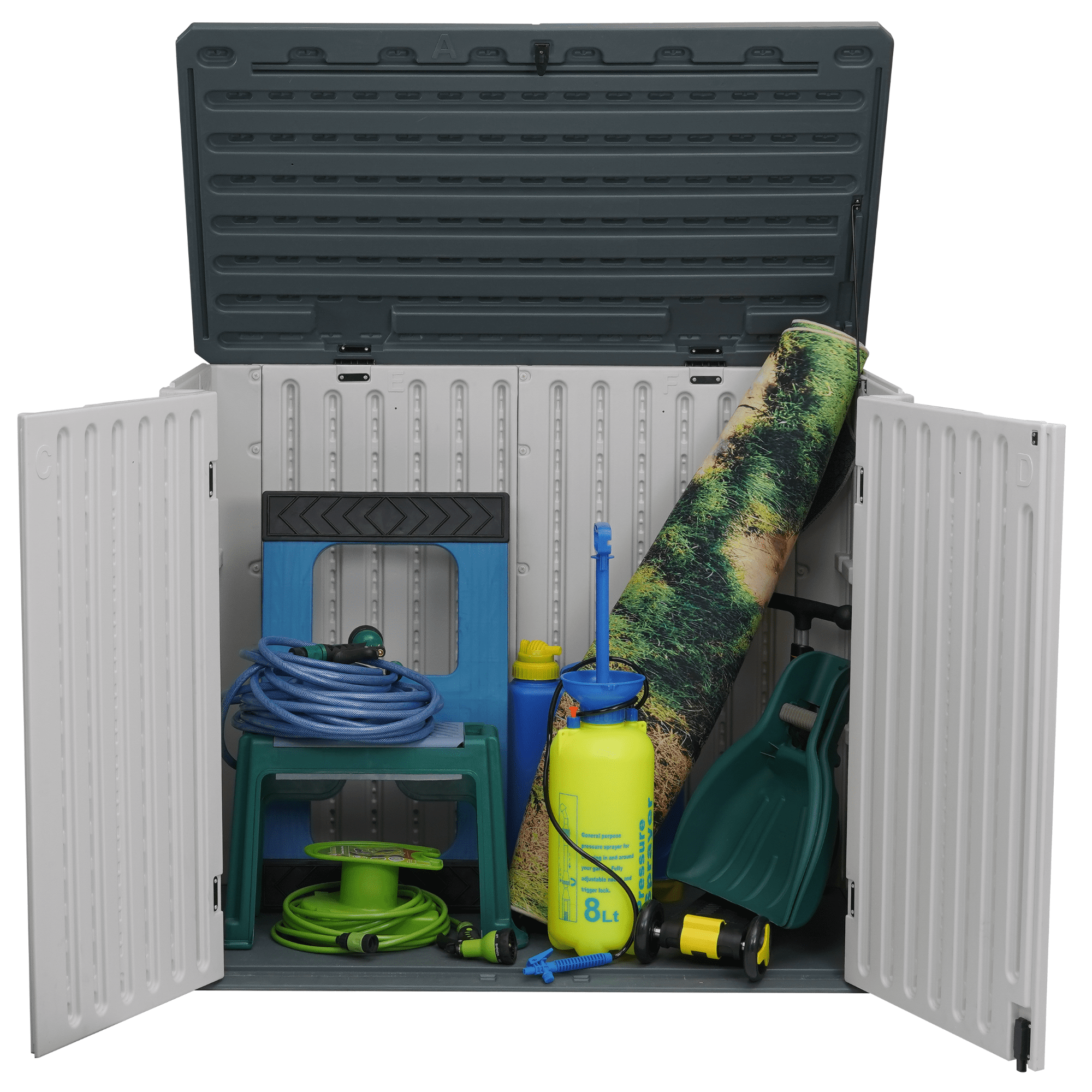 EHHLY Horizontal Resin Storage Shed, 47 Cuft Garden Tool Sheds ...