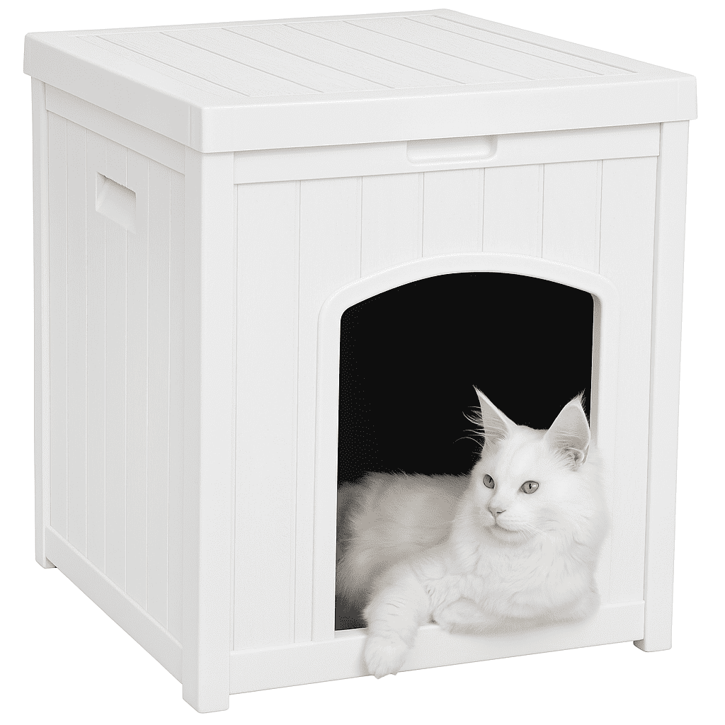 EHHLY Outdoor Cat House Waterproof, Outside Multiple Feral Cat Houses Weatherproof, Cat Litter Box Enclosure, Durable Resin Plastic, Brown