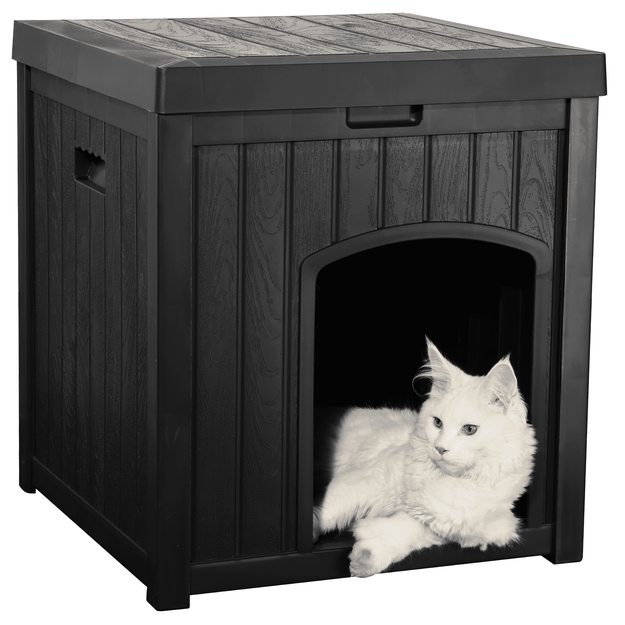 Black Insulated Medium Plastic Dog House with Elevated Floor