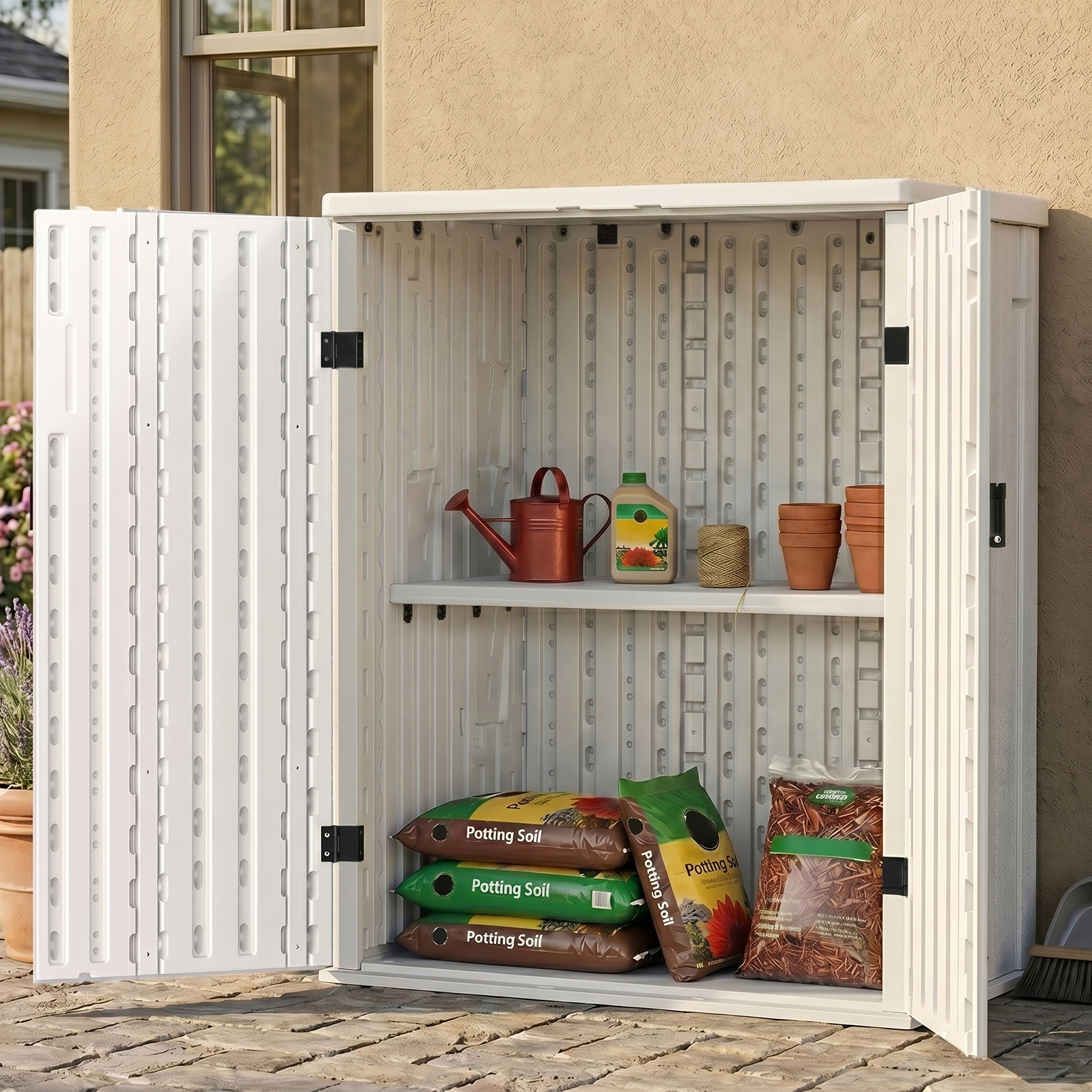 EHHLY Weatherproof Outdoor Storage Cabinet 14 Cu Ft Resin Garage Organizer 2 Adjustable Shelves Lock Utility Closet Patio Shed Kitchen Polar White: Worth Buying?
