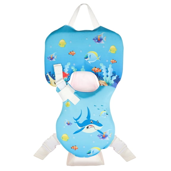 EHIOR Shark-Themed Pool Swim Vest with Head Support, Adjustable Buoyancy Swimming Float for 25–55 lbs
