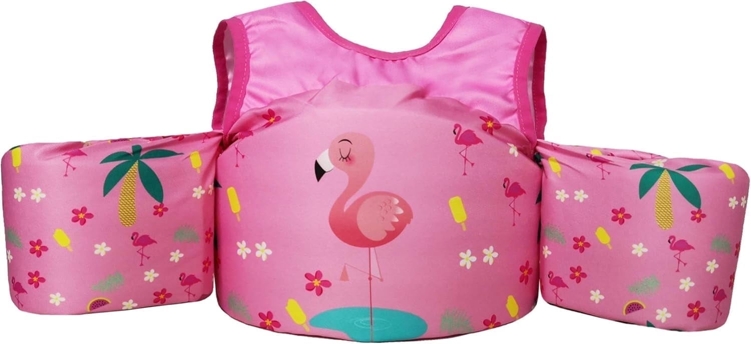 EHIOR  Swim Vest Kids Pool Floats with Shoulder Harness for 25-55 lbs Child - Cute Flamingo