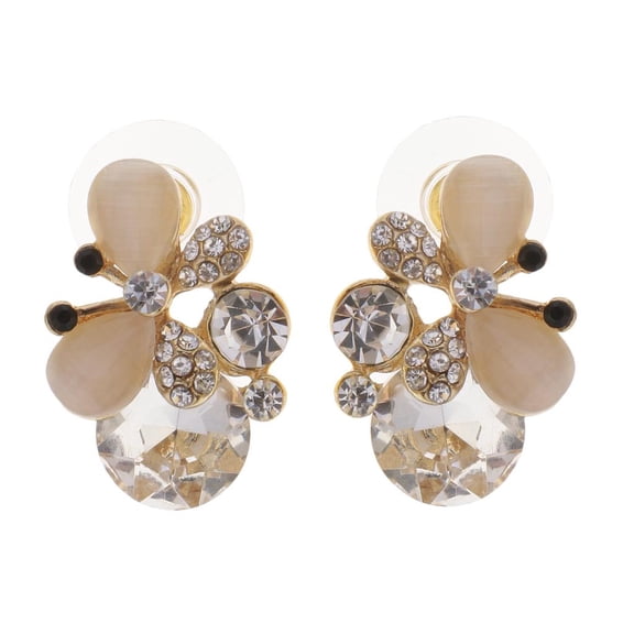 EHJRE 1 Pair Dating Jewelry Crystal Butterfly Earrings Fresh Rhinestone Ear Stud Make white