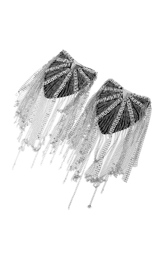 1 Pair Long Tassel Star Epaulette Shoulder Board Mark Brooch Costume Dress