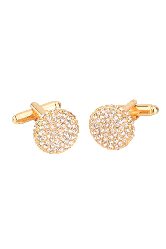 1 Pair Wedding Crystal Rhinestone Cuff Links Shirt Suit Collar Cufflinks Gold