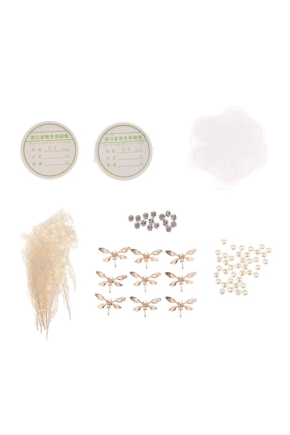 1 Set Handmade Dragonfly Charms Peals Beads with Copper Wire Hair Dance