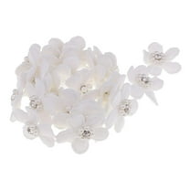 EHJRE 1 Yard Flower Pearl Crystal Ribbon Lace Trim Sewing Embellishment 32mm White