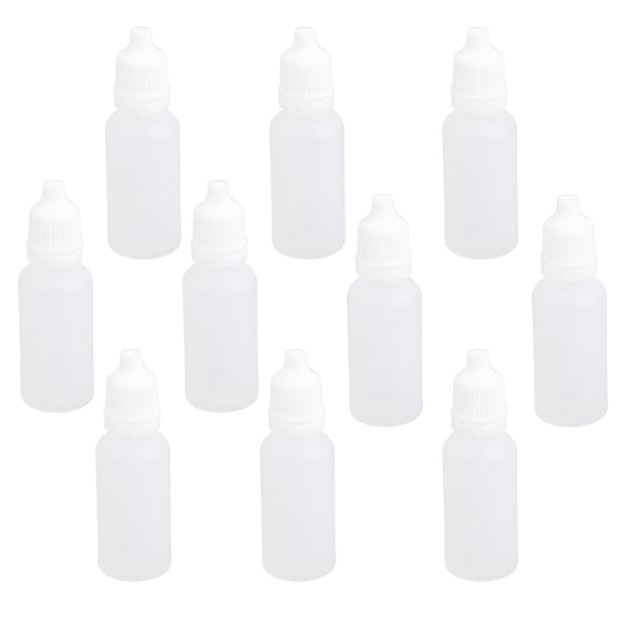 EHJRE 10 Pack Empty Plastic Dropping Bottles with Screw , Avoid Light Eyedrop Storage Holder Portable Refillable Squeezable Container - White, 15ml