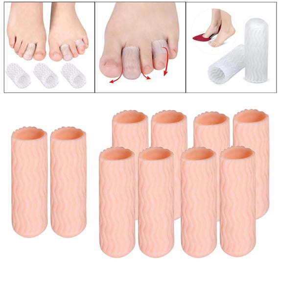 EHJRE 10 Pack Gel Toe And - Cushions And Protects to Provide From Missing Or Ingrown Toenails, Corns, Blisters, Hammer Toes , Skin Color