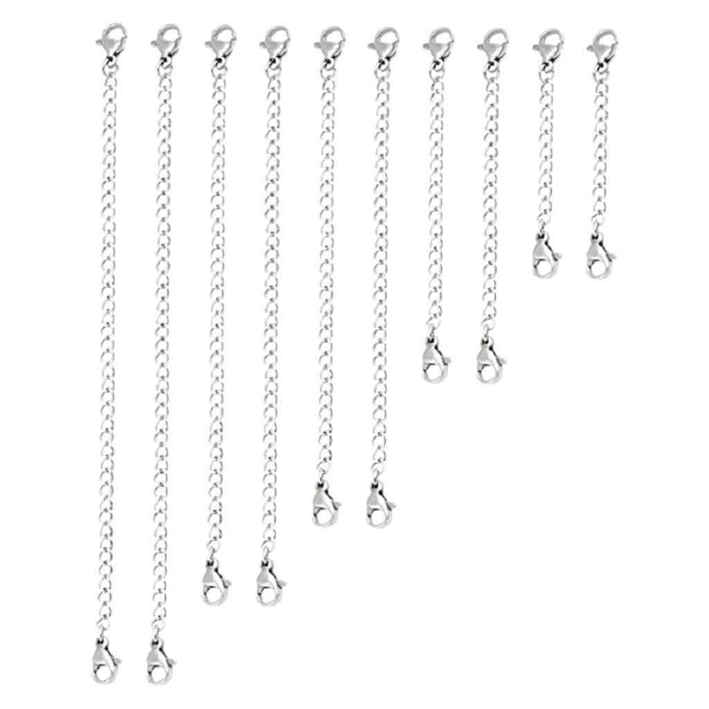 EHJRE 10 Pieces 2/3/4/5/6 Inch Stainless Steel Extender Chain with Lobster Claw Clasps