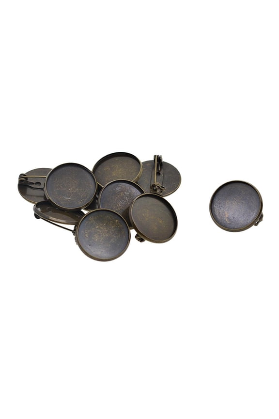 10 Pieces Brass Brooch Pins Trays Cabochon Brooches Pin Backs Setting Base Tray