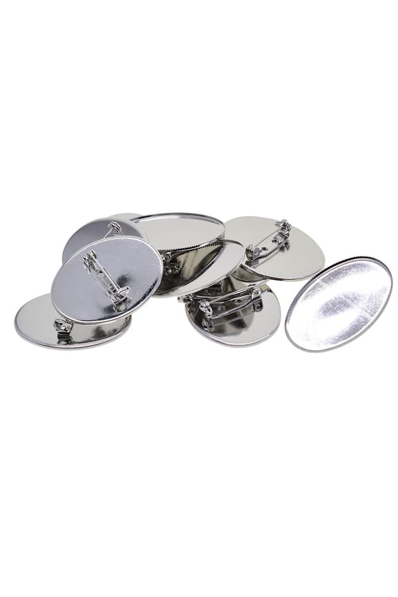 10 Pieces Oval Copper Pin Holder with Bezel Tray for Button Storage Holder