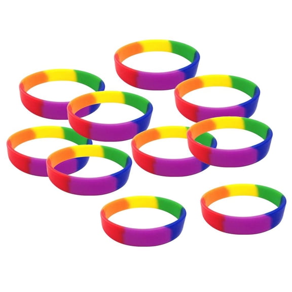 EHJRE 10 Pieces/Pack Blank Silicone Wristbands Fashion Rubber Bracelet Rainbow