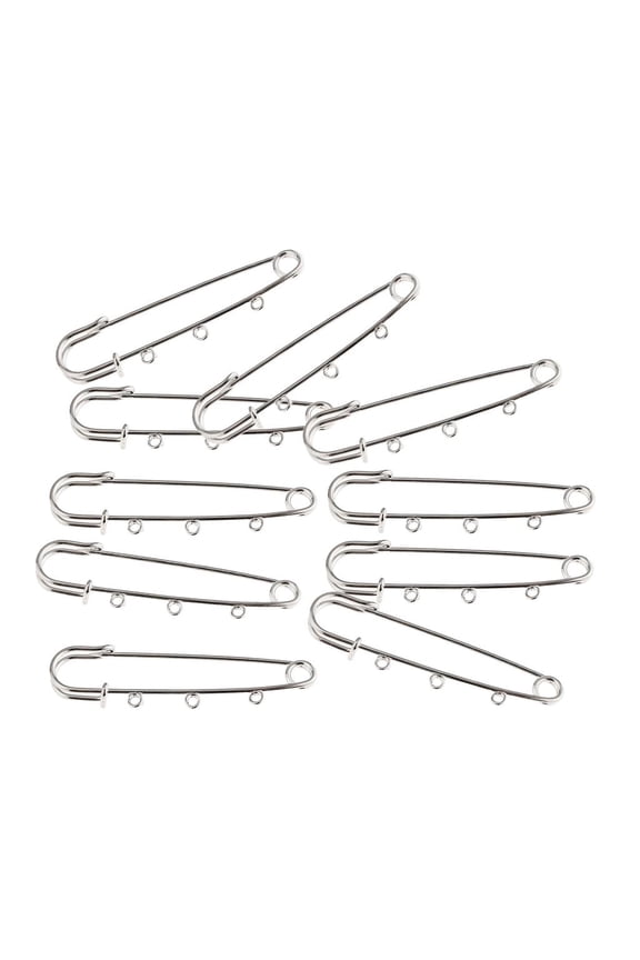 10 Pieces Pins Fastening Clothing Sewing Jewelry Brooch Pin with 3 Loops