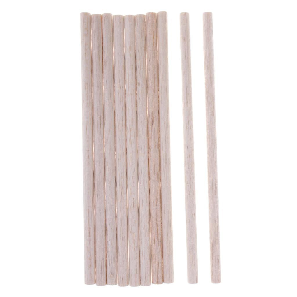 EHJRE 10 Pieces Round Balsa Unfinished Woodcraft Stick Dowel Rod 200mm ...
