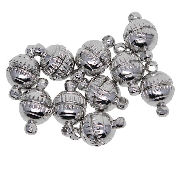 EHJRE 10 Sets Brass Engraved 8mm Ball Clasps Connector Findings