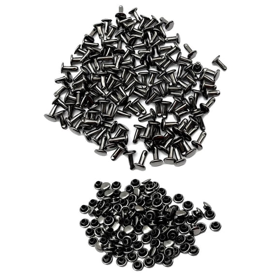EHJRE 100 Sets Double Caps Studs Rivets for Bags Shoes Leather 6x8mm - Grey Black,