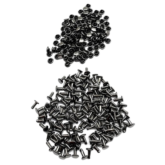 EHJRE 100 Sets Rivets Round Rivet Fasteners For Leather handwerkliches Dekor 6x10mm Grey Black