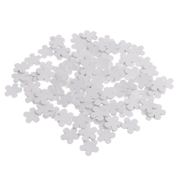 EHJRE 100Pcs White Wood Shapes Bundles Blank Wooden Scrapbooking Embellishments Flower