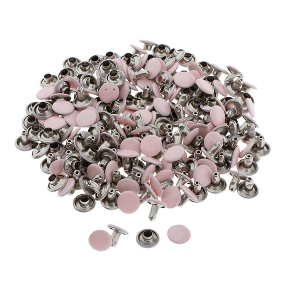 EHJRE 100pcs Double Sided Snap Button Leather Craft Garment Accessories 8mm Pink