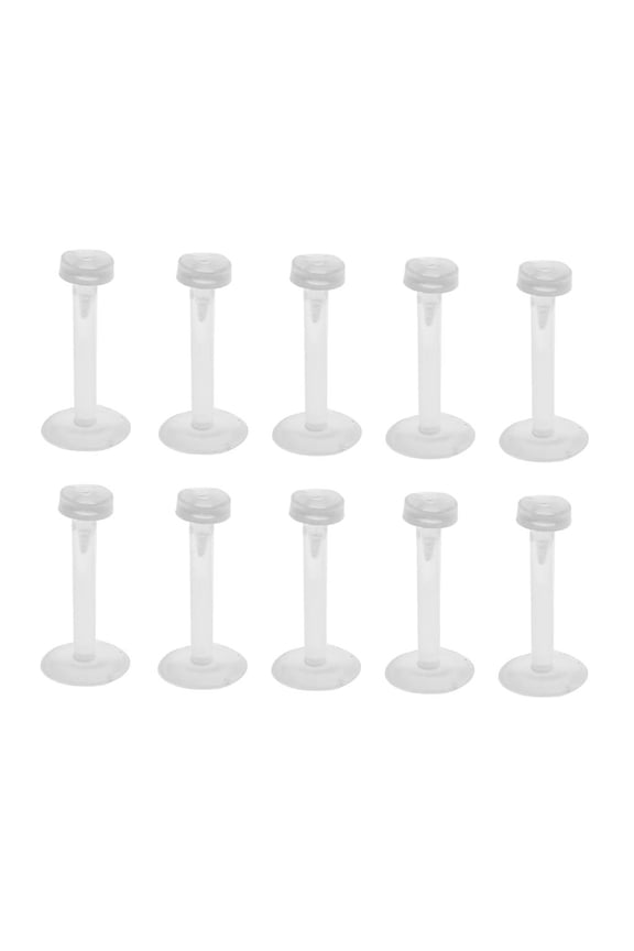 10Pcs 10mm Women Invisible Acrylic Straight Nose Pins Studs Jewelry