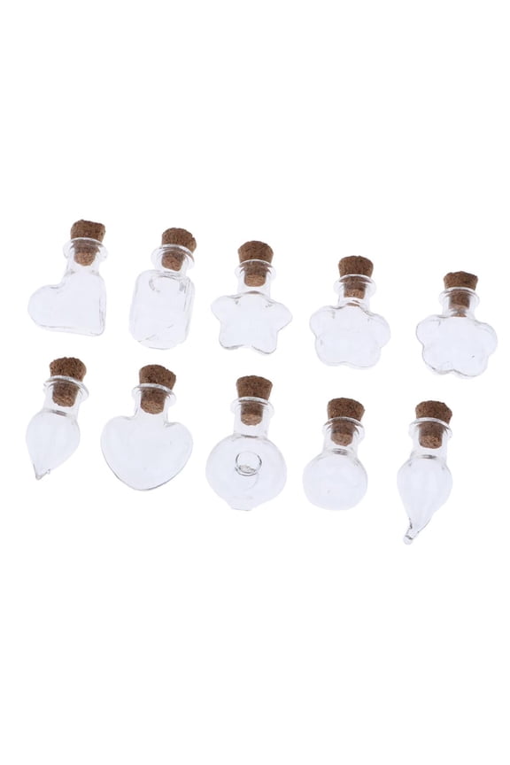 10Pcs Bottles Jars for Message Treasure Charm Bottle Pendants Clear Vials with