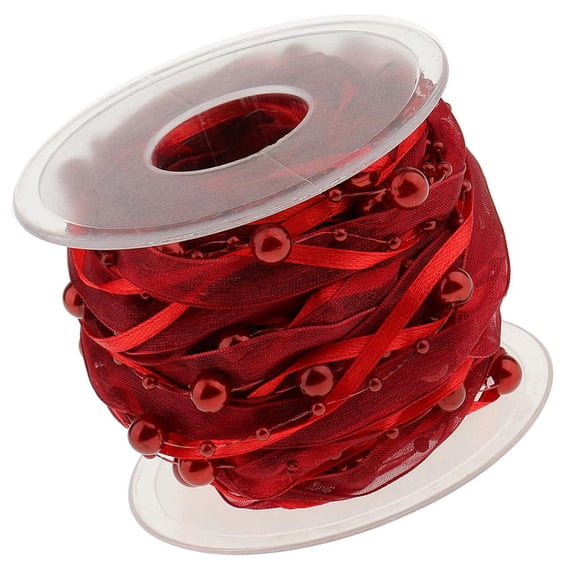 EHJRE 10m DIY Applique Mesh Beaded Lace Trim Ribbon 20 mm for Decor Burgundy