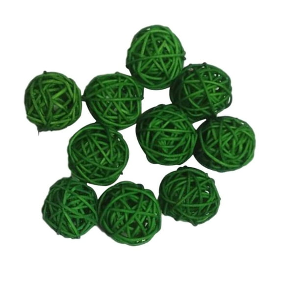 EHJRE 10pcs 3cm Twig Orbs Balls Holiday Decorative Rattan Wicker Balls Vase Filler green