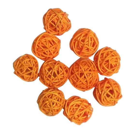 EHJRE 10pcs 3cm Twig Orbs Balls Holiday Decorative Rattan Wicker Balls Vase Filler orange