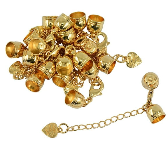 EHJRE 10pcs Ends Caps Lobster Clasps Extension Chain Cord Necklace Jewelry Findings Light Gold