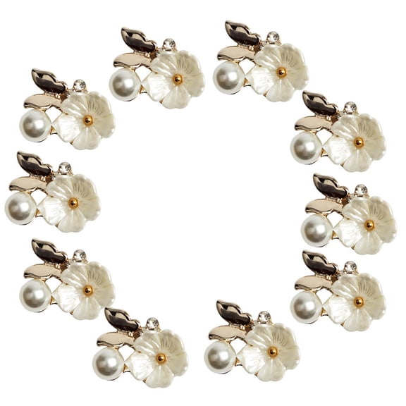 EHJRE 10pcs Pearl Embellishment Buttons Flatback For Wedding Scrapbooking Craft Making beige