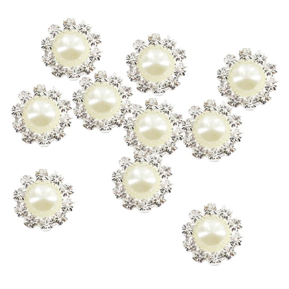 EHJRE 10pcs Rhinestone Pearl Embellishment Scrapbook Wedding Invitation Buttons