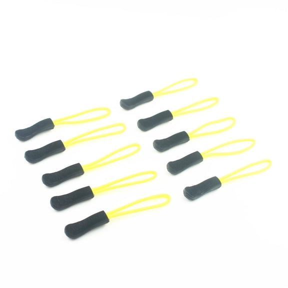 EHJRE 10pcs zipper tag pulls Replacement Cord Puller Slider Jacket Backpack Black/ Yellow
