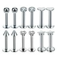 thumbnail image 1 of EHJRE 12 Pieces 16G Stainless Steel Lip Ears Labret Barbell Ear Studs CZ Encrusted, 1 of 9