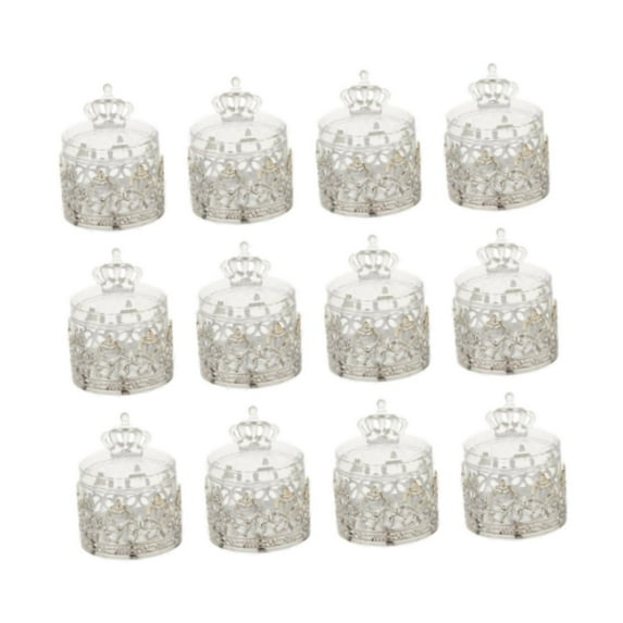 EHJRE 12 Pieces Candy Storage Boxes Wedding Favors Decor Decorative Candy Jars Vintage Design Snack Containers Treat Cases for Gift Crown