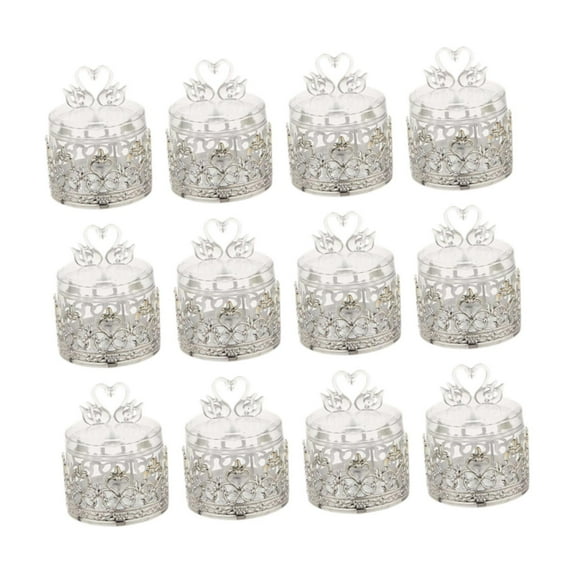 EHJRE 12 Pieces Candy Storage Boxes Wedding Favors Decor Decorative Candy Jars Vintage Design Snack Containers Treat Cases for Gift Swan