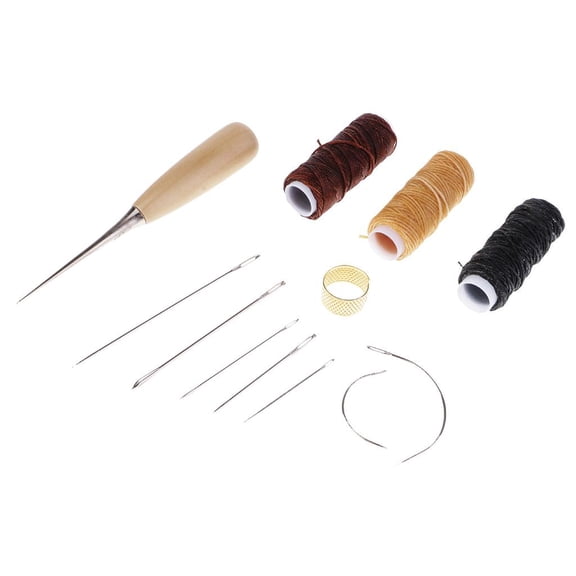EHJRE 12 Pieces/Set Leather Waxed Thread Sewing Thread Stitching Tools Kit