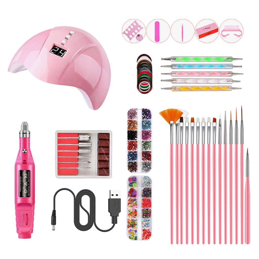 EHJRE 12 Pieces UV Gel Nail Dryer Curing Lamp Polisher Painting Brushes Nail File Bits