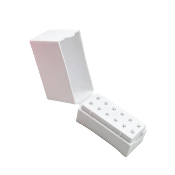 EHJRE 12 Slot nail Bits Holder Folding Dustproof Storage Box Acrylic Professional Container Grinding Head rack for Polishing Heads Home , White