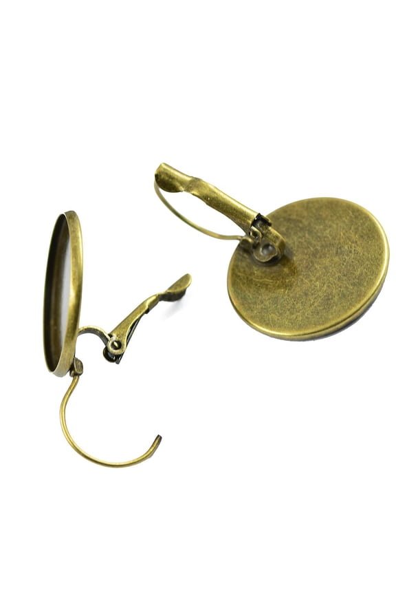 12 X Earrings Settings Setting Set For Cabochons 20mm Bronze