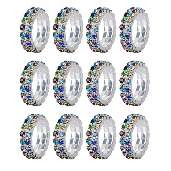 EHJRE 12Pcs Costume Party Jewellery Stretch Elastic Crystal Finger Toe Band Multicolor
