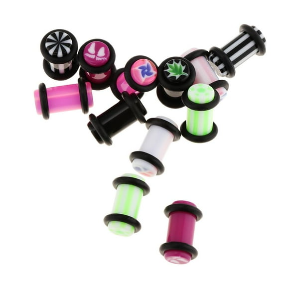 EHJRE 12pcs Ear Gauges Stretching Acrylic Expander Ear Double O- Tunnel 6x13mm