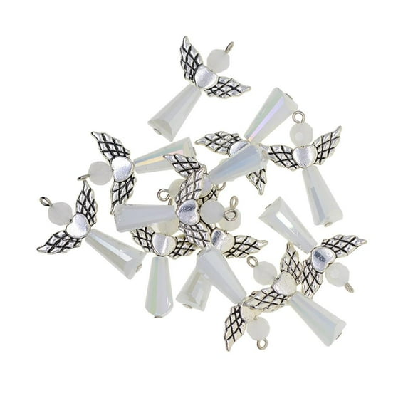 EHJRE 12pcs Handmade Charms Pendants Acrylic Drop Beads for Jewelry Making White