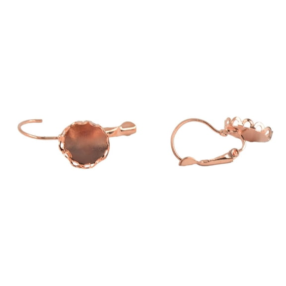 EHJRE 12pcs Lever Back Earring Hooks Studs Blank Bezel Findings DIY Crafts Rose Gold