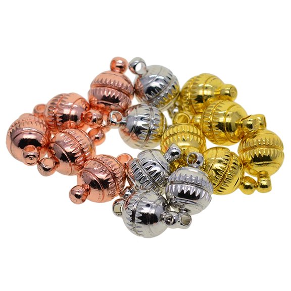 EHJRE 15 Sets Brass Engraved 8mm Round Ball Clasps Connector DIY Findings