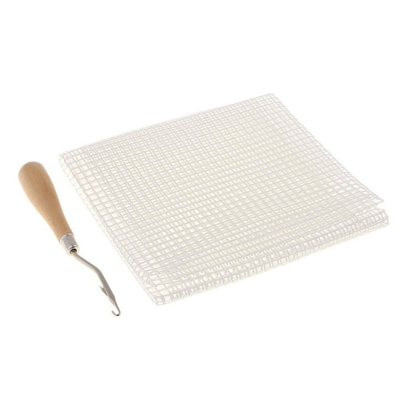 EHJRE 1Bag Blank Canvas Mesh Wooden Bent Latch Hook for DIY Mat Carpet Blankets Making